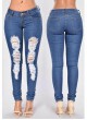 Women's Distressed Skinny Jeans with Four Pockets
